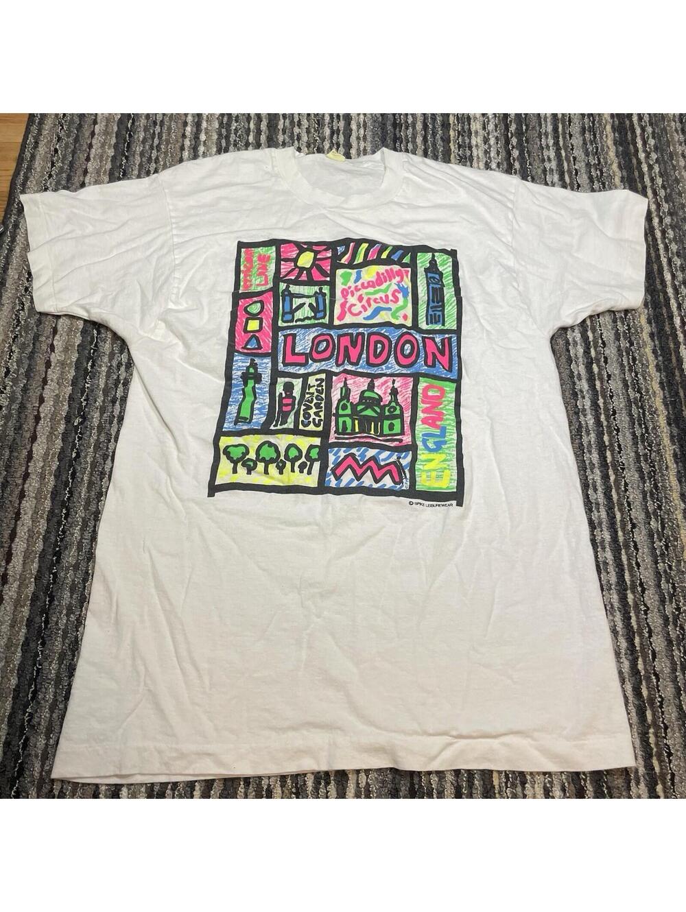 Piccadilly Circus London Spike Leisurewear SS Tag VTG 80/90s Single Stitch Tee